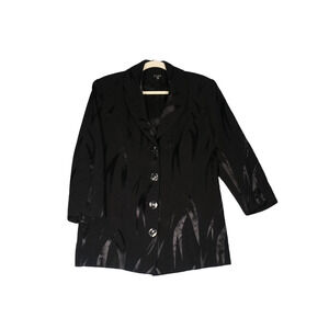Anna Meyer Paris Jacket Blazer Womens 46 or XL Black Subtle Design Lined Career
